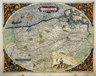 Kaart van Vlaanderen, uit Theatrum Orbis Terrarum door Abraham Ortelius