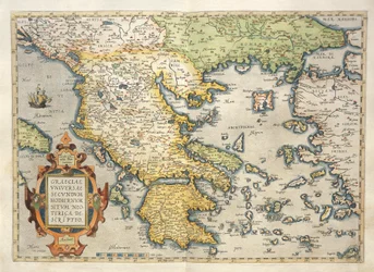 Kaart van Griekenland, uit Theatrum Orbis Terrarum door Abraham Ortelius