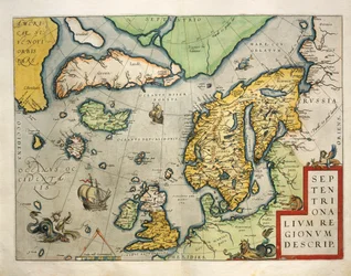 Kaart van Noord-Europa, uit Theatrum Orbis Terrarum door Abraham Ortelius