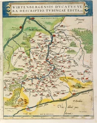 Kaart van Württemberg, uit Theatrum Orbis Terrarum door Abraham Ortelius