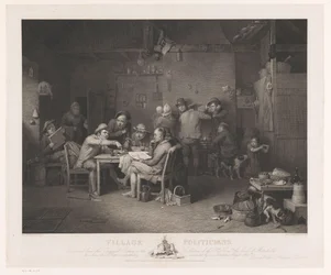 Interieur met mannen in discussie rond een tafel