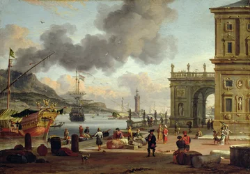 Een mediterrane havenscène
