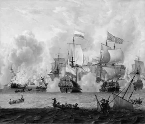 Ontmoeting tussen de Engelse en de Nederlandse vloten bij La Hogue, 29 mei 1692