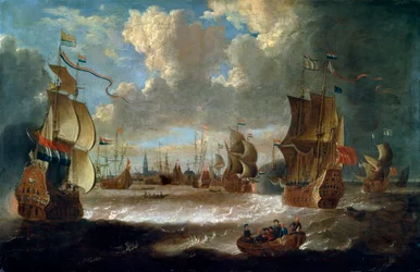 Schepen in een lagune, 17e of vroege 18e eeuw