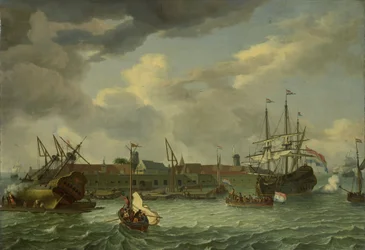 Het eiland Onrust bij Batavia