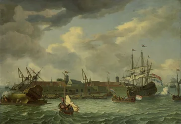 Het eiland Onrust bij Batavia
