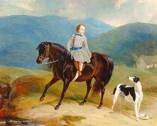 Meester Edward Coutts Marjoriebanks op zijn pony, ca. 1851