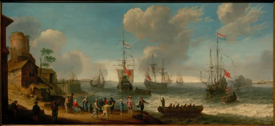 Nederlandse schepen in een riviermonding
