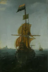 Een Amsterdamse Oost-Indiëvaarder, ca.1625-1650 (olieverf op paneel)