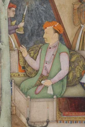(detail) uit Keizer Jahangir met Heilige Mannen in een Tuin, c.1615