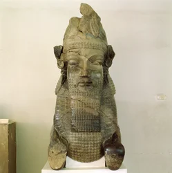 Menselijk-hoofdstad, van de Tripylon, Persepolis, Iran, 500-480 v.Chr.