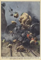 Na zware stormen stortte een groot rotsblok op een Zwitserse trein