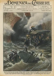 Tijdens de overstroming die dorpen, bruggen en spoorwegen in Lucania verwoestte, twaalf spoorwegarbeiders