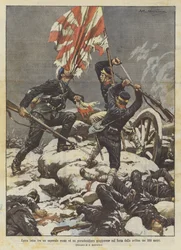 Epische strijd tussen een Russische korporaal en een Japanse vaandeldrager op het fort van de 203 meter hoge heuvel