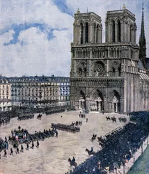 Begrafenis van Félix Faure in de Notre Dame kathedraal in Parijs in 1899 Illustratie van Achille Beltrame