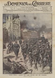 Italiaans Gorizia, de intocht van de zegevierende troepen in de veroverde stad