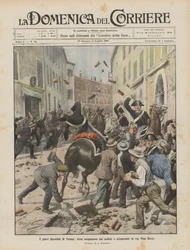 De ernstige ongeregeldheden in Parma, bloedige strijd tussen soldaten en stakers in de Via Nino Bixio