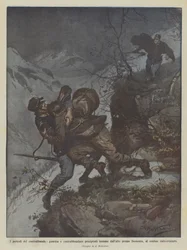 De gevaren van smokkel, bewaker en smokkelaar samen van grote hoogte gevallen