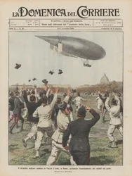 Het Italiaanse militaire luchtschip op het Piazza d