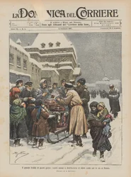 De grote kou van deze dagen, vuren aangestoken en warme dranken uitgedeeld op straat in Rusland