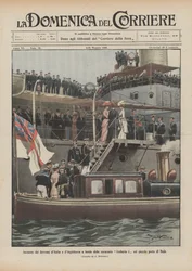 Ontmoeting van de koningen van Italië en Engeland aan boord van het slagschip Umberto I in de kleine haven van Baja