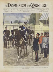 De Laatste Brief van Koning Umberto Overhandigd aan Keizer Wilhelm door een Detachement van Novara Lansiers in Kassel
