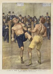 De bokswedstrijd tussen een Franse en een Engelse kampioen in Parijs