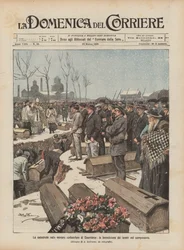 De ramp in de kolenmijnen van Courrières, de zegening van de doodskisten op de begraafplaats