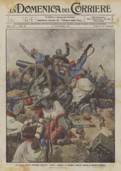 De wrede oorlog, woeste strijd tussen Franse Turcos en Duitse artilleristen rond Charleroi (België)