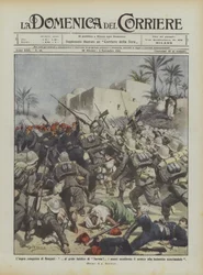 De harde verovering van Benghazi, bij de noodlottige kreet van Savoia! vielen onze troepen de vijand aan