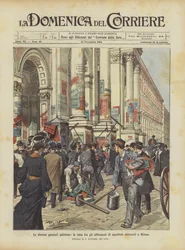 De algemene politieke verkiezingen, de strijd tussen de aanplakkers van verkiezingsposters in Milaan