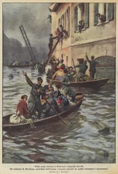 In het gebied rond Piacenza overstroomd door de Po