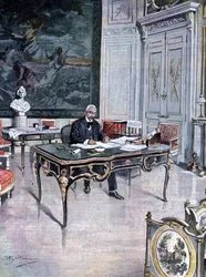 President van de Franse Republiek Félix Faure in 1899 Illustratie door Achille Beltrame