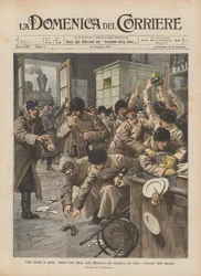 Trieste terugkeer naar huis, Russische soldaten teruggekeerd uit Mantsjoerije die de restaurants van de stations aanvallen uit honger