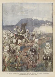 Een episode van de Slag bij Glencoe in Transvaal, de val van de Engelse generaal Symons