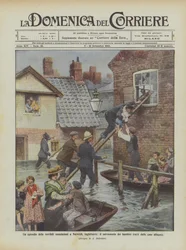 Een episode van de verschrikkelijke overstromingen in Norwich, Engeland, de redding van kinderen