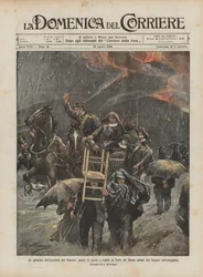 Een episode van de uitbarsting van de Vesuvius, liefdadigheidszusters en zieken van Torre del Greco gered