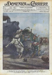 Een trein tegen een rijdend huis