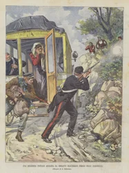 Een postkoets overvallen door gemaskerde bandieten bij Orani (Sardinië)