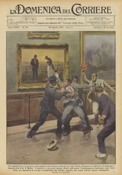 Een gestoorde man die door de gangen van het Louvre in Parijs liep, heeft plotseling