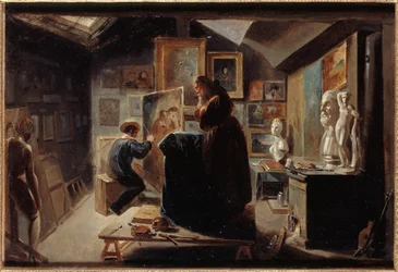 Houding van het model, circa 1838 (olieverf op papier op doek)