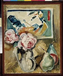 Reekalf stilleven op het schilderij 