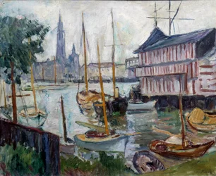 Vijver Met Vissersboten