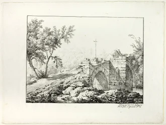 Landschap met brug