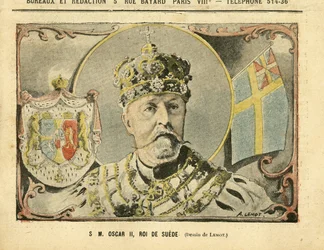 Illustratie van Achille Lemot (1846-1909) in Le Pelerin, 02/07/05 - Zijne Majesteit Oscar II, Koning van Zweden