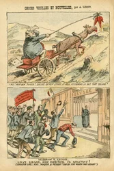 Illustratie van Achille Lemot (1846-1909) in Le Pelerin, 20/10/07 - oude en nieuwe dingen - Elysee, Socialisme, Ministerie - Jaures Jean, Ezel - Portfolio