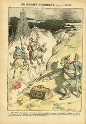 Illustratie in Le Pelerin, 28/05/05 - Een zorgvuldige man - Antiklerikalisme, Sociaal, Kolonisatie Kolonialisme, Franco-Maconisme, Oriënt, Religie Geloof, Linkse Blok, Socialisme, Protectoraat van Oosters Katholicisme, Katholiek Kat