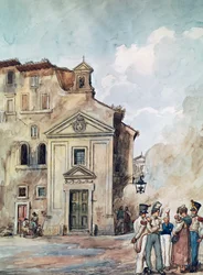 Kerk van de Vier Naties in Rome, door Achille Pinelli (1809-1841), Italië
