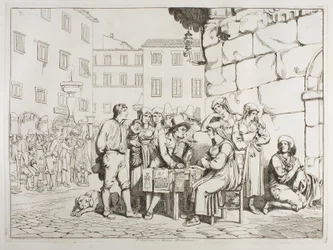 De schrijver op de Piazza Montanara