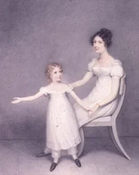 Lady Louth, dochter van de 13e Baron Dunsany, met haar dochter